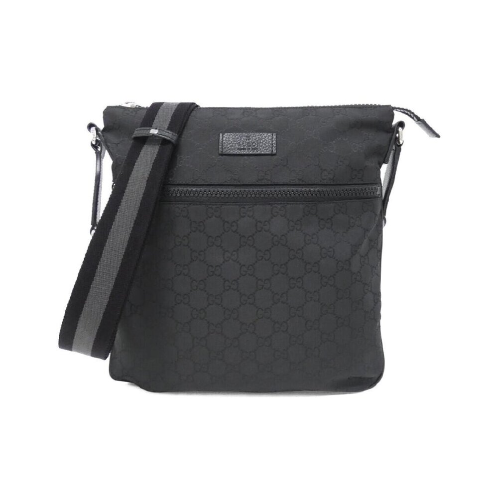 Gucci GG pattern messenger bag black monogram canvas Gray black